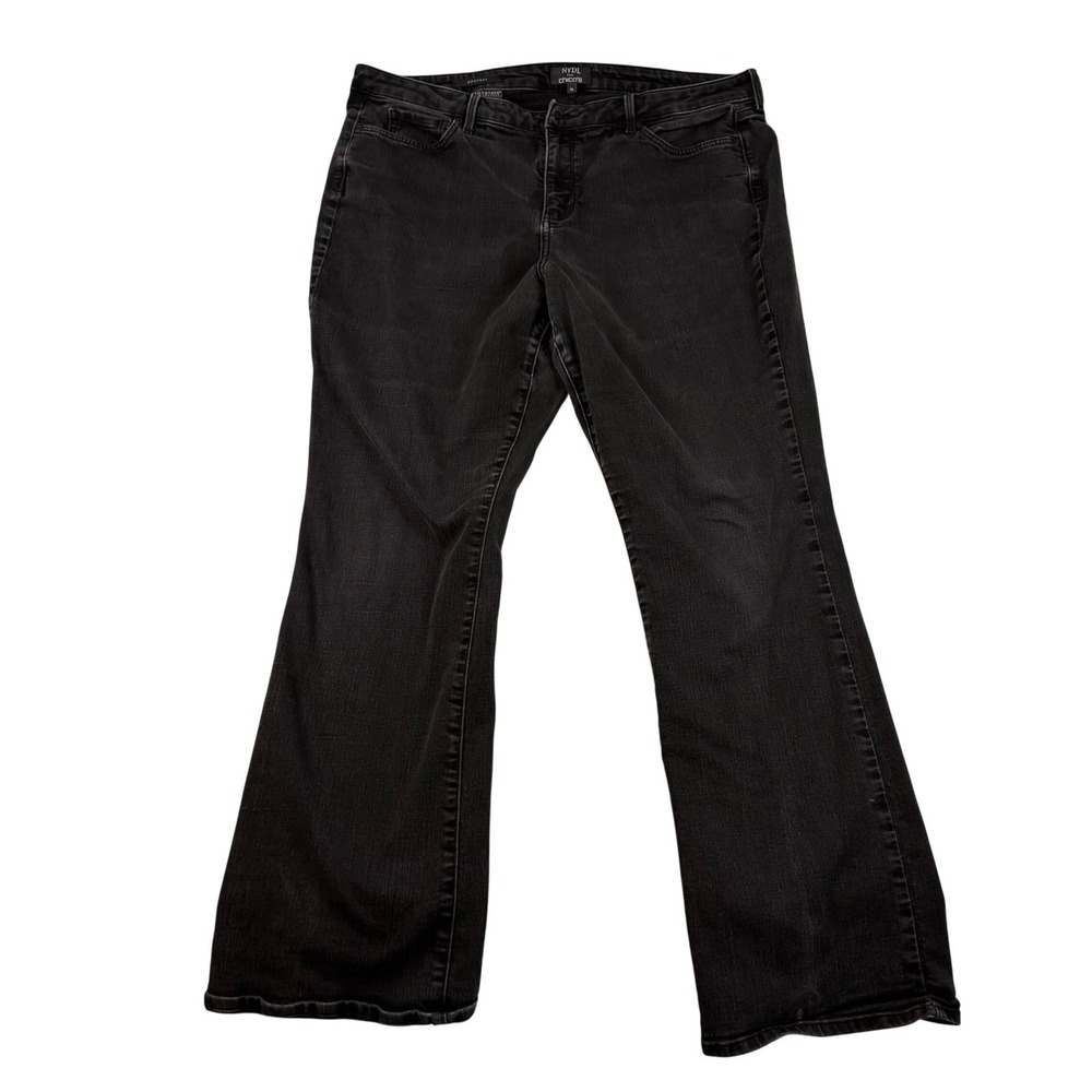 NYDJ for Chico's Black Bootcut Jeans Lift Tuck Technology Size 16 Faded Denim
